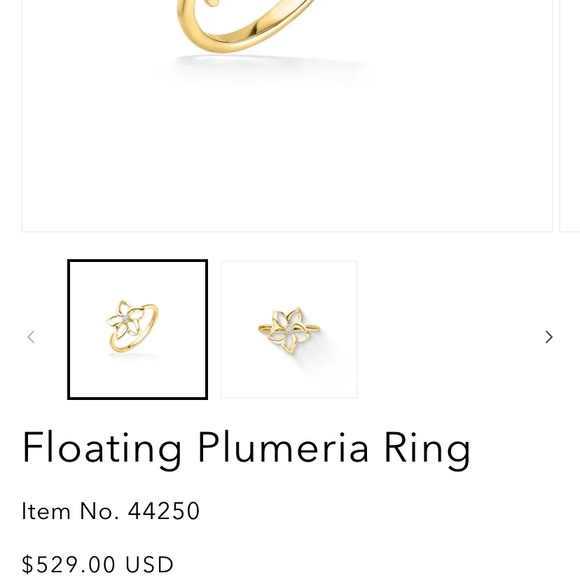 Na Hoku Floating Plumeria ring - Picture 6 of 6